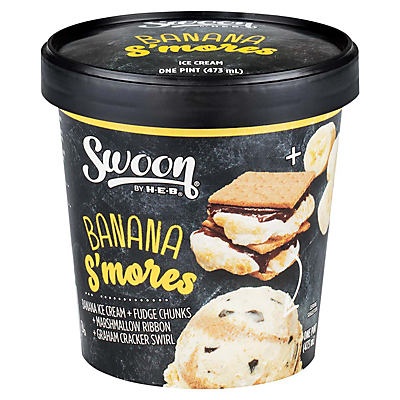 slide 1 of 1, Swoon by H-E-B Banana S'mores Ice Cream, 16 oz
