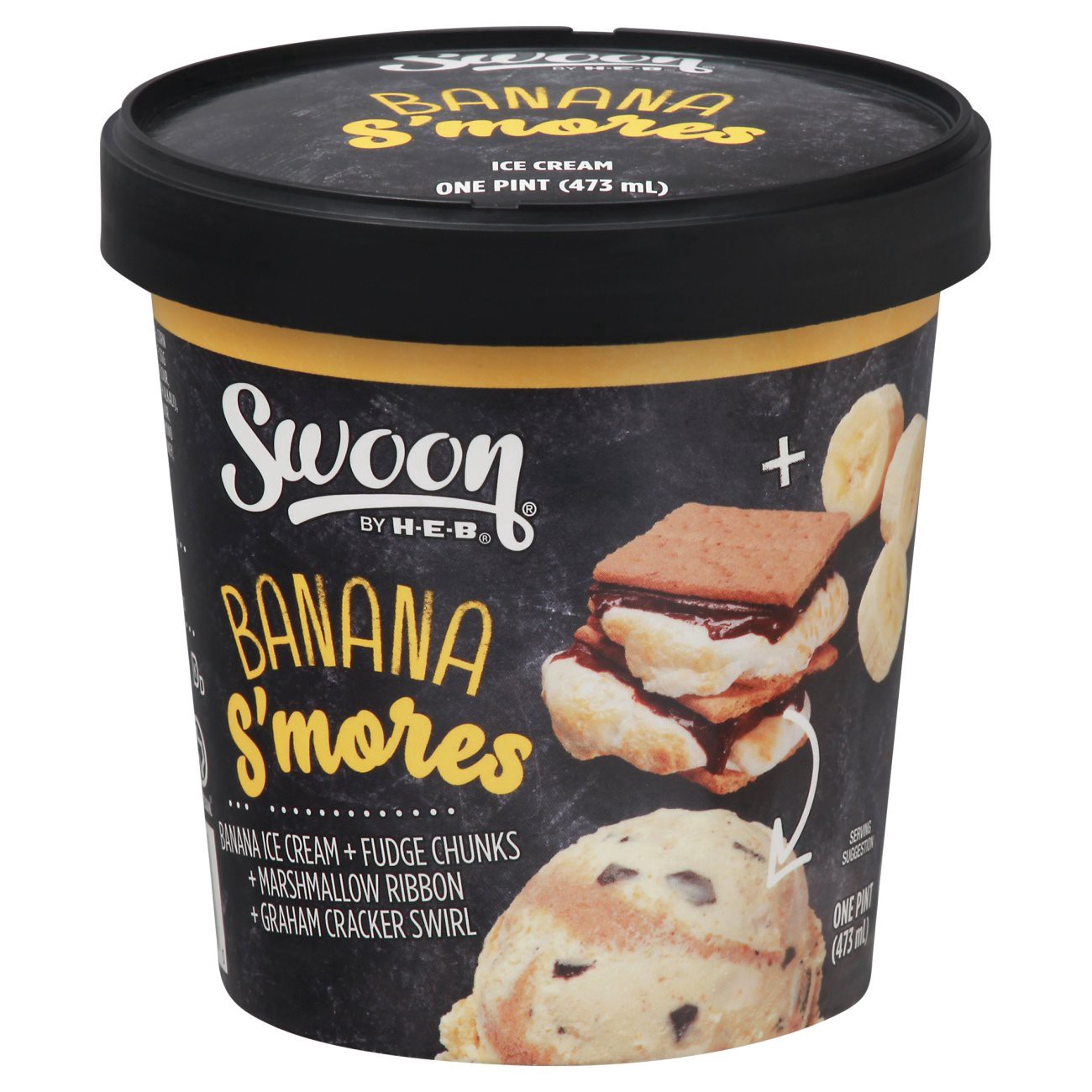 slide 1 of 1, Swoon by H-E-B Banana S'mores Ice Cream, 16 oz