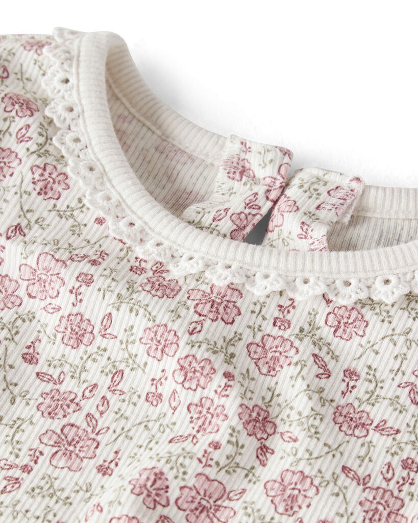 slide 4 of 4, Littleplanet Baby Girl 2-Pack Organic Cotton Ribbed Tees Prairie Blossom, Mojave Red 18M, 1 ct