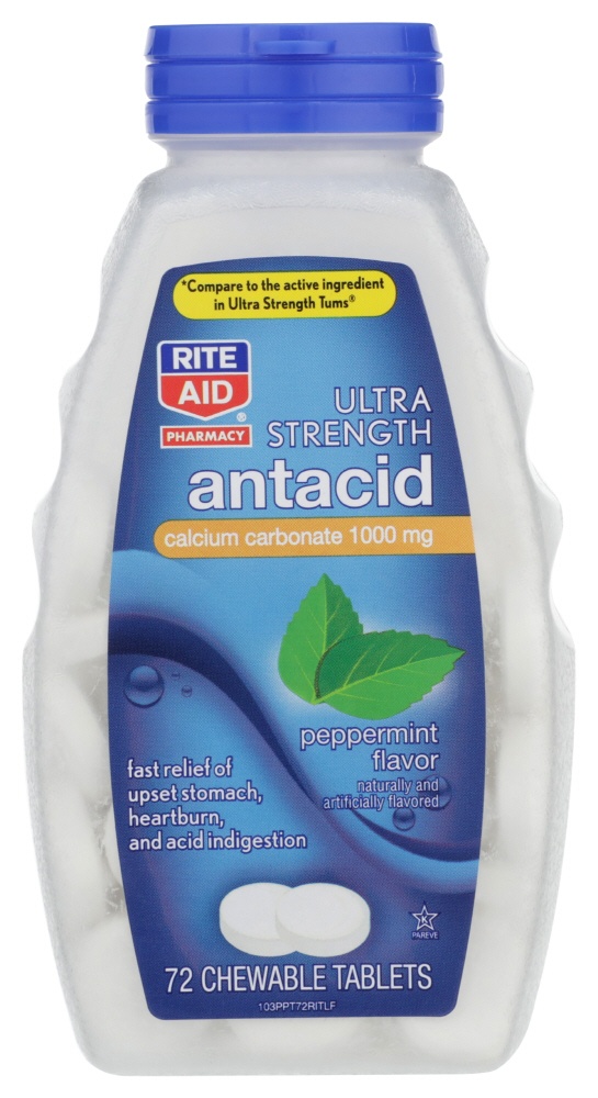 slide 1 of 2, Rite Aid Pharmacy Antacid Tablet, Ultra Strength, Peppermint, 72 ct