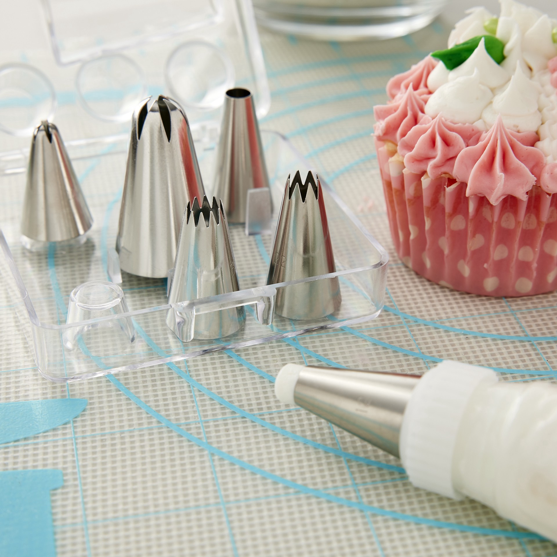slide 4 of 4, Cupcake Tip Set With Case By Celebrate It, 3.1 in x 3 in x 1.5 in
