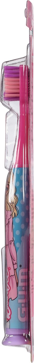 slide 5 of 9, G-U-M Barbie Toothbrush for Kids- Soft Bristled with Suction Cup Base, Ages 3+, 2 ct