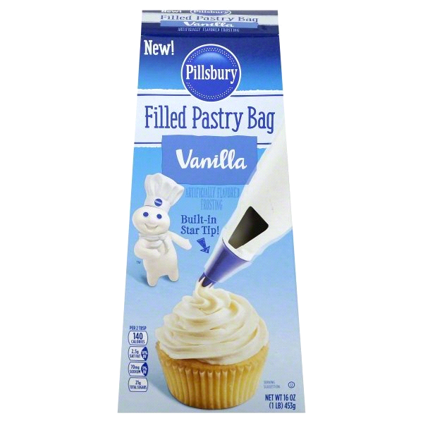 slide 1 of 1, Pillsbury Frosting Filled Pastry Bag Vanilla, 16 oz