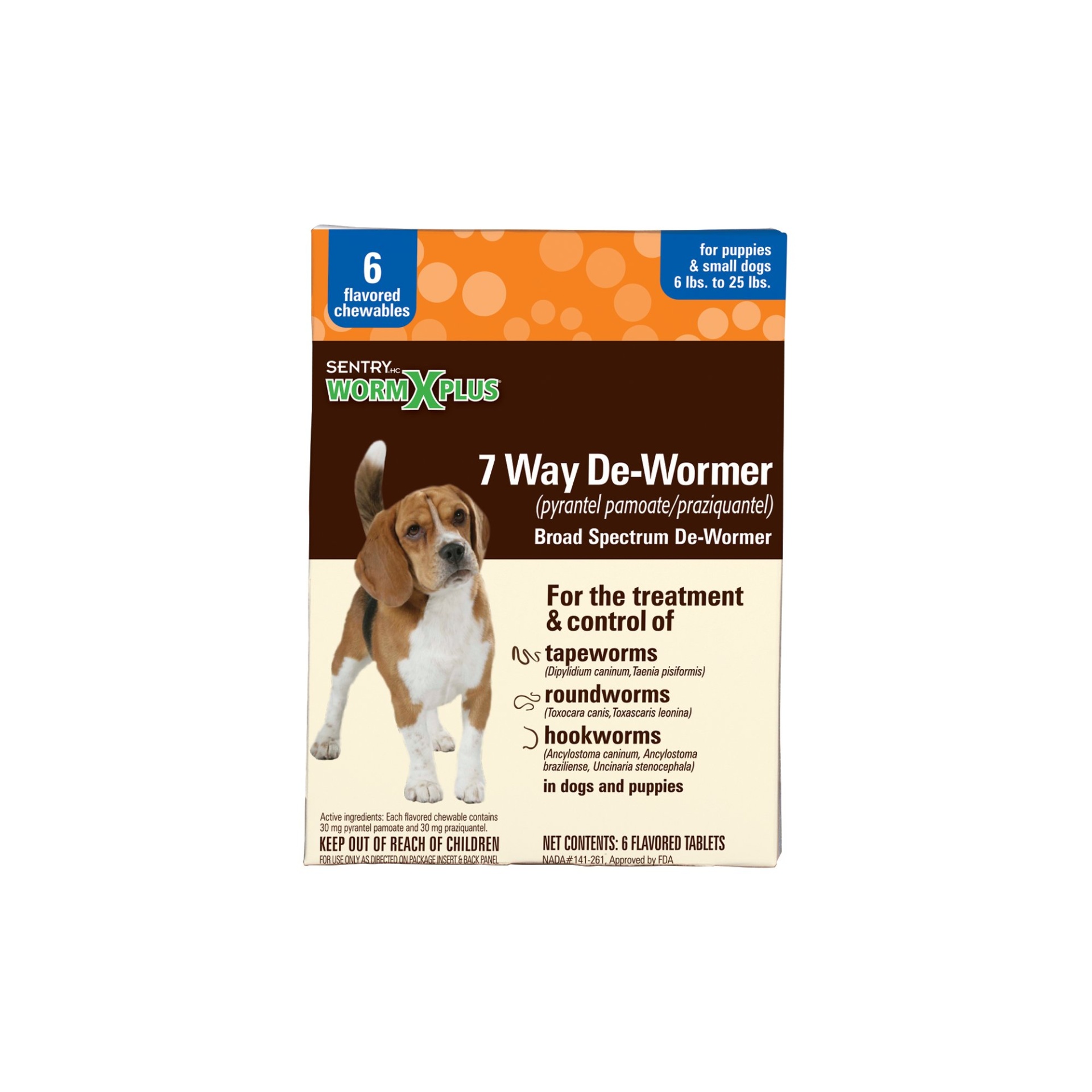 slide 1 of 1, Sentry HC WormX Plus De-Wormer Chewables Flavored For Dogs, 6 ct