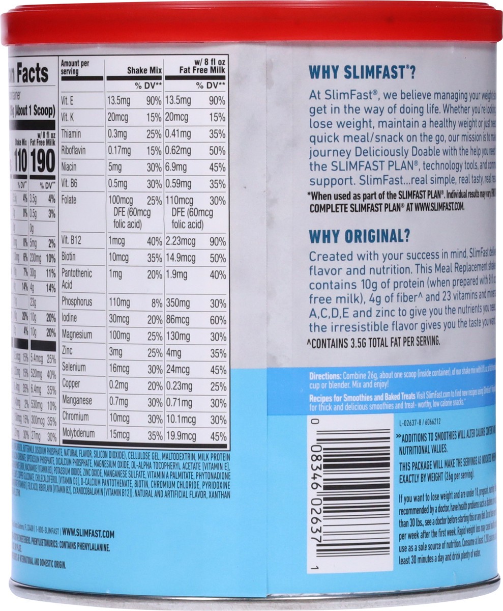 slide 5 of 9, SlimFast Original French Vanilla Meal Replacement Shake Mix 12.83 oz, 12.83 oz