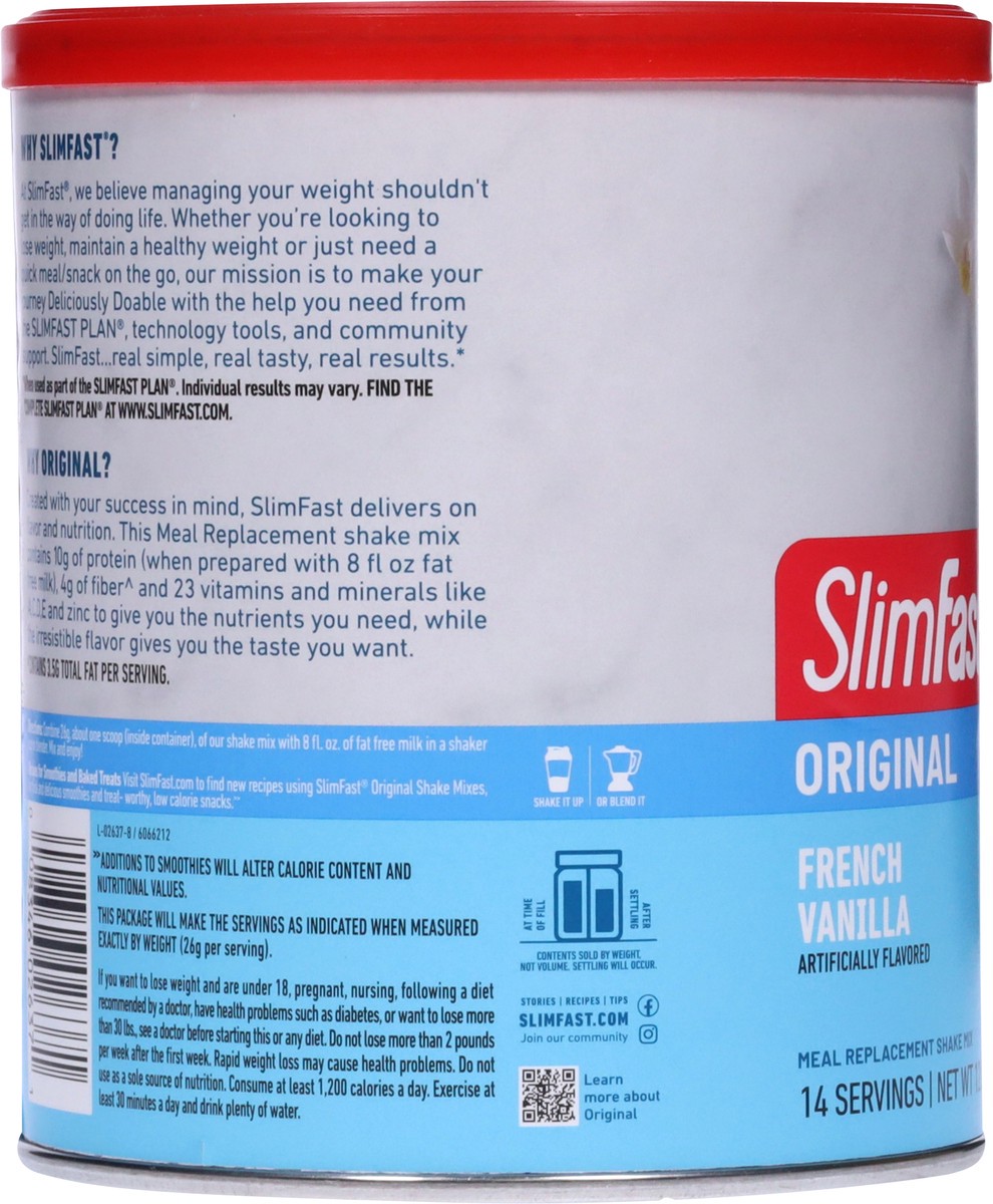 slide 7 of 9, SlimFast Original French Vanilla Meal Replacement Shake Mix 12.83 oz, 12.83 oz