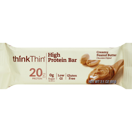slide 3 of 3, thinkThin Creamy Peanut Butter High Protein Bar, 2.1 oz