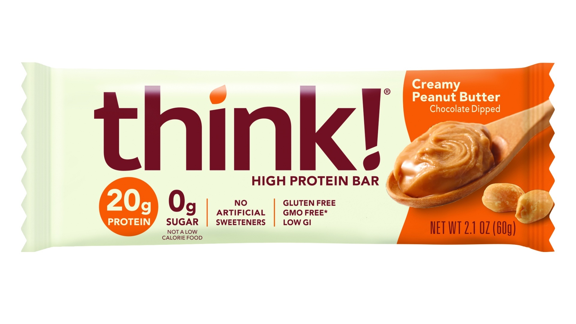 slide 1 of 3, thinkThin Creamy Peanut Butter High Protein Bar, 2.1 oz