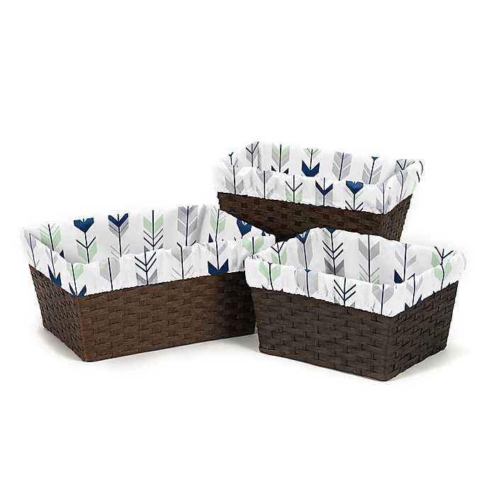 slide 1 of 1, Sweet Jojo Designs Mod Arrow Basket Liners - Grey/Mint, 3 ct