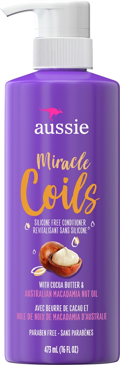 slide 4 of 7, Aussie Miracle Coils Silicone-Free Hydrating Conditioner with Cocoa Butter, 16 fl oz