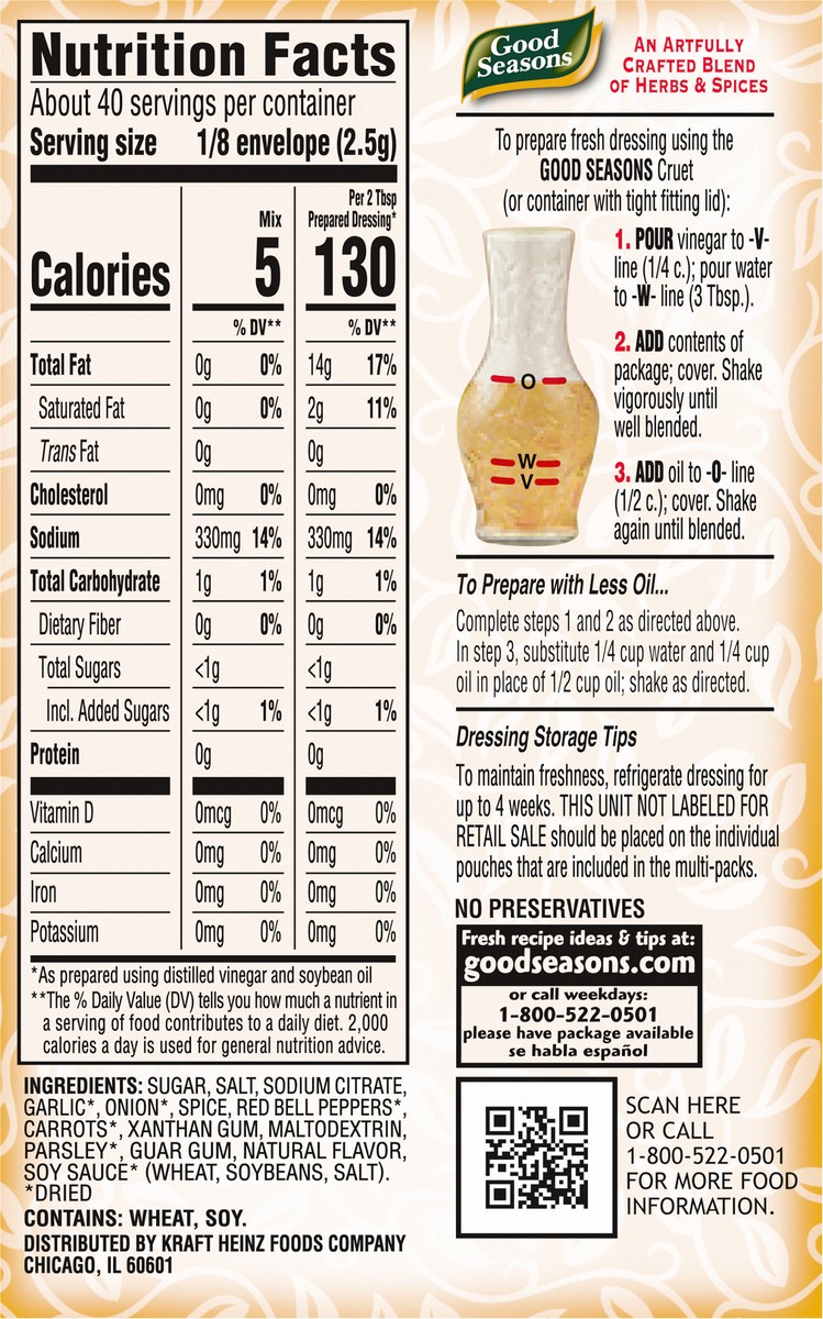 slide 8 of 9, Good Seasons Italian Dressing & Recipe Seasoning Mix, 5 ct Packets, 5 ct