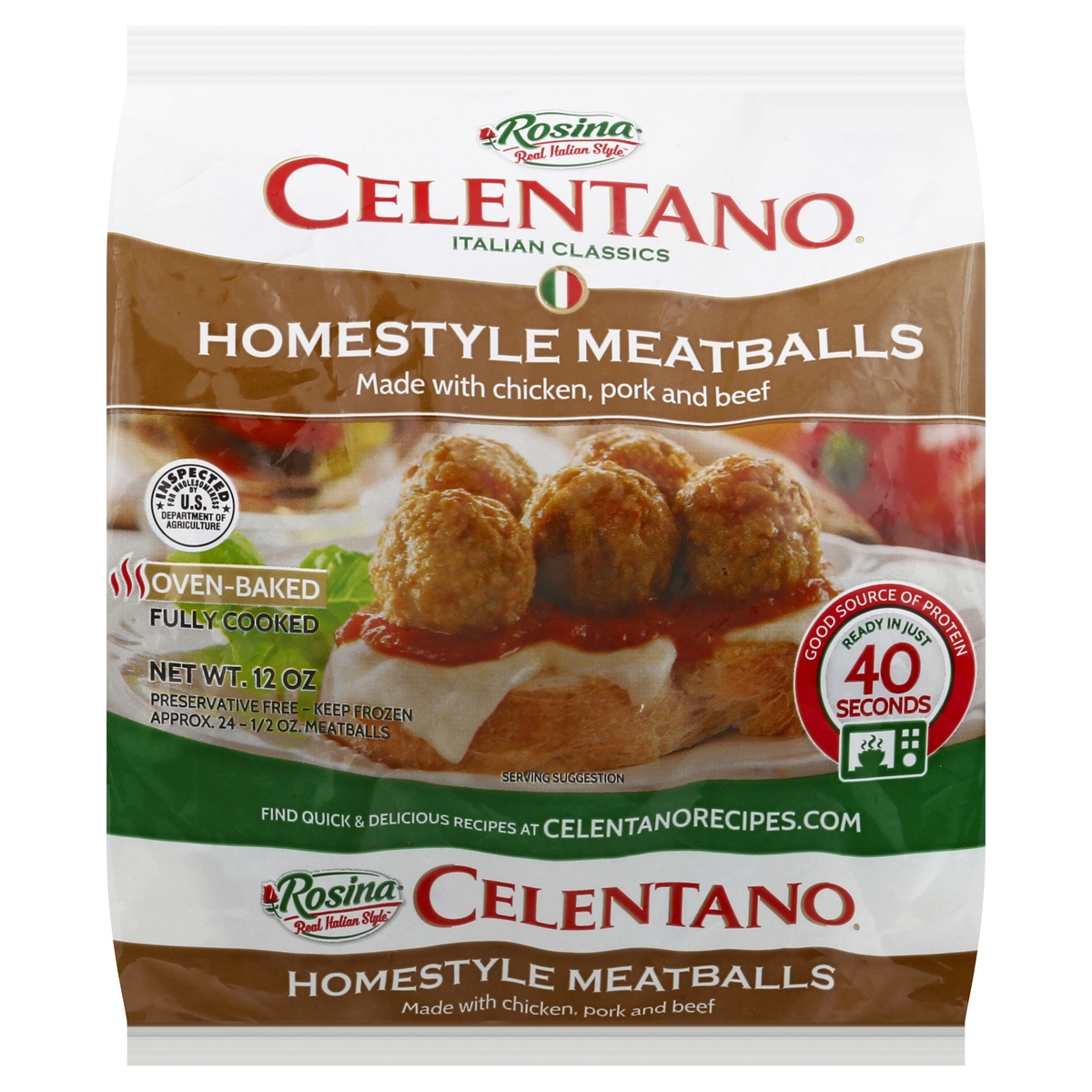 slide 1 of 1, Celentano Homestyle Meatballs, 12 oz