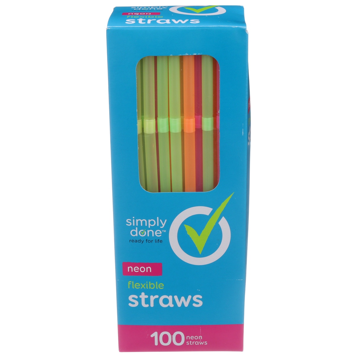 slide 1 of 1, Simply Done Flexible Neon Straws, 100 ct