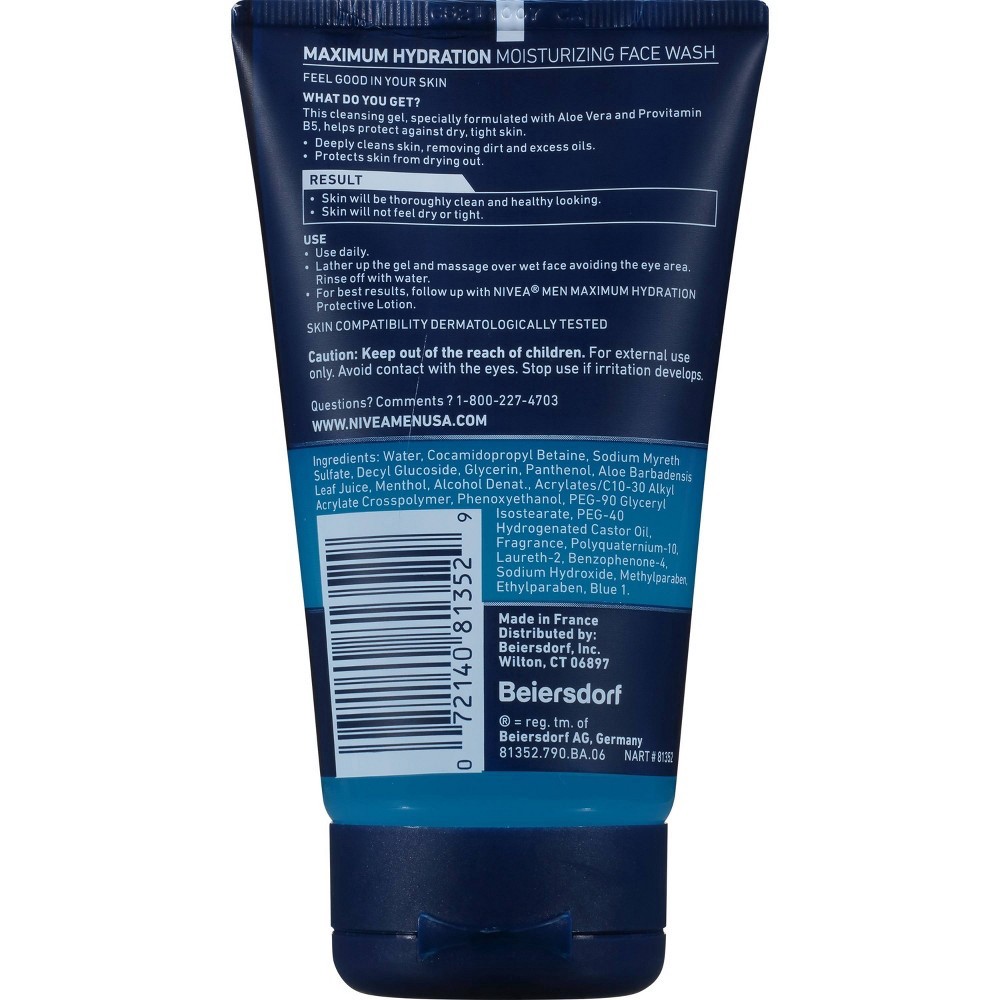 slide 3 of 5, Nivea Men Moisturizing Face Wash with Aloe Vera, 5 fl oz, 5 fl oz