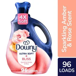 Downy Ultra Soft Fabric Softener Liquid, Bliss, Sparkling Amber and Rose, 64 fl oz, 96 Loads
