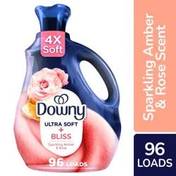 Downy Ultra Soft Fabric Softener Liquid, Bliss, Sparkling Amber and Rose, 64 fl oz, 96 Loads