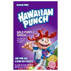 Hawaiian Punch Sugar Free On The Go Wild Purple Smash Drink Mix Packets - 8 ct