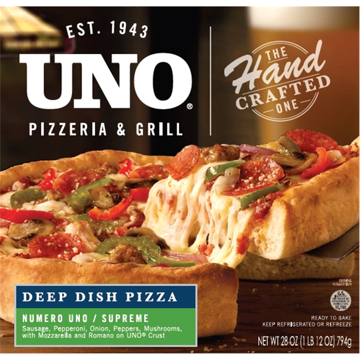 slide 1 of 1, Uno Deep Dish Supreme Pizza, 28 oz