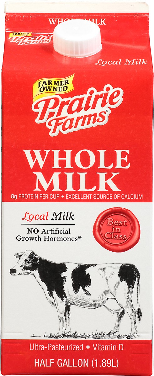 slide 1 of 13, Prairie Farms Whole Milk 0.5 gl, 1/2 gal