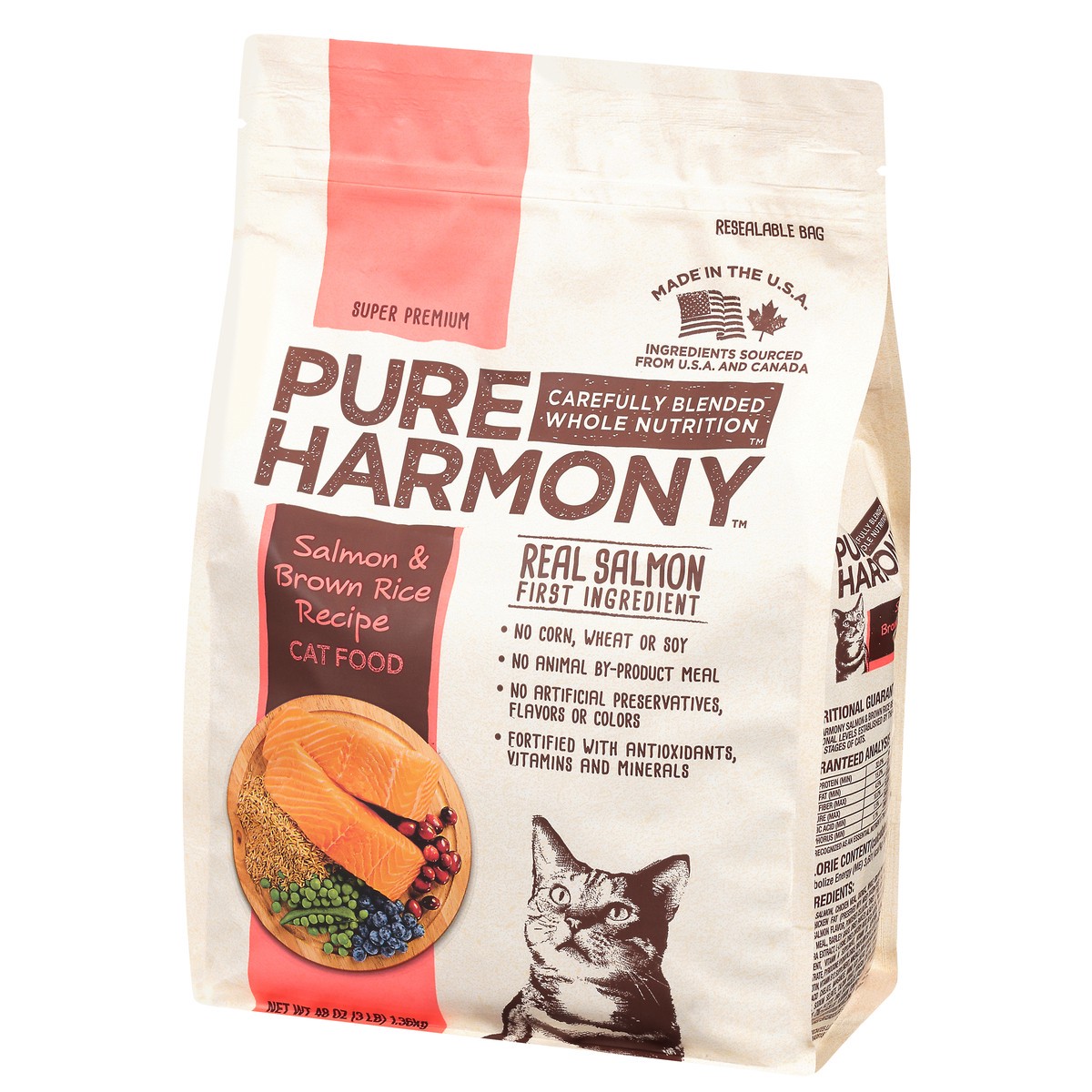 slide 3 of 10, Pure Harmony Super Premium Salmon & Brown Rice Recipe Cat Food 48 oz, 48 oz