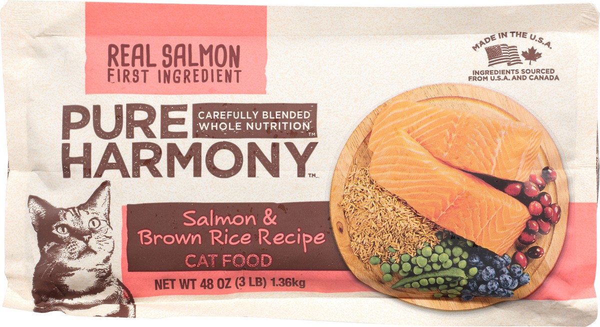 slide 10 of 10, Pure Harmony Super Premium Salmon & Brown Rice Recipe Cat Food 48 oz, 48 oz