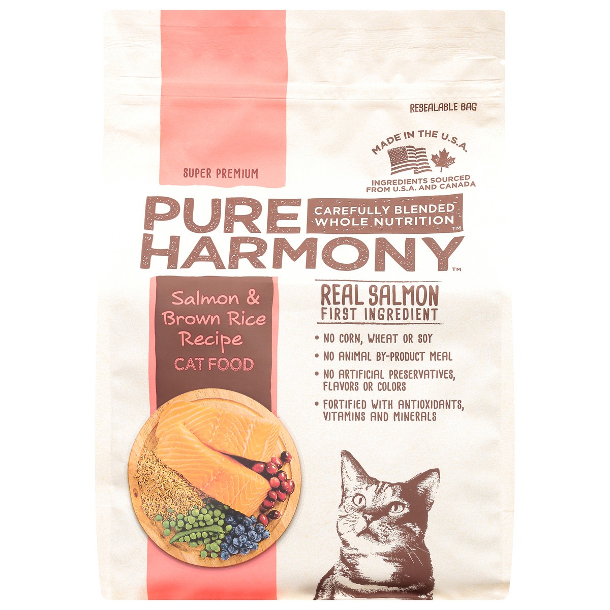 slide 4 of 10, Pure Harmony Super Premium Salmon & Brown Rice Recipe Cat Food 48 oz, 48 oz