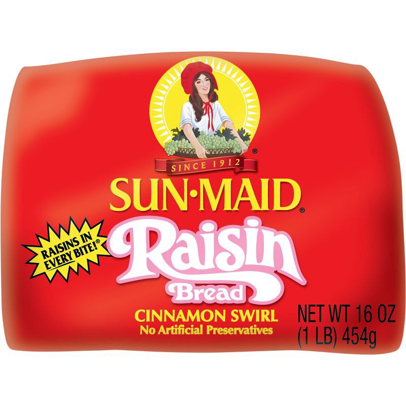 slide 13 of 13, Sun-Maid Cinnamon Swirl Raisin Bread, Cinnamon Raisin Bread, 16 oz Loaf, 16 oz
