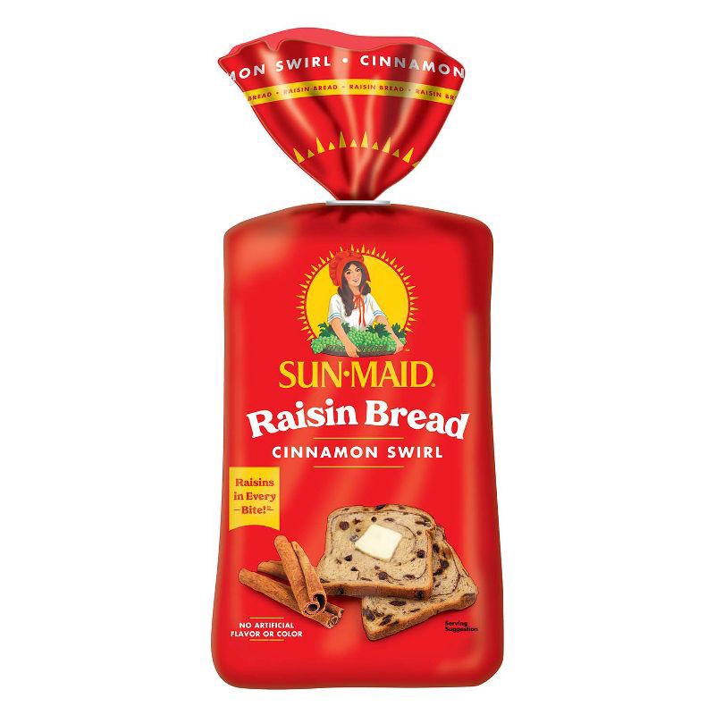slide 1 of 13, Sun-Maid Cinnamon Swirl Raisin Bread, Cinnamon Raisin Bread, 16 oz Loaf, 16 oz
