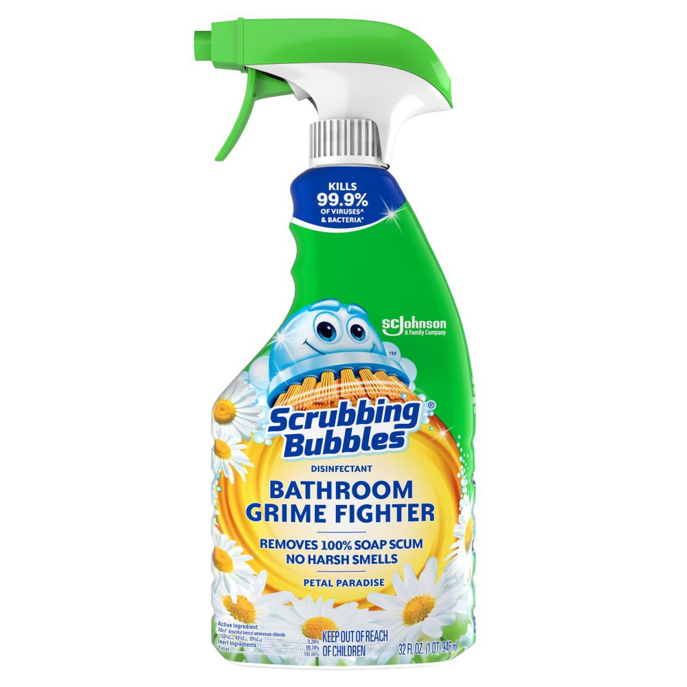slide 2 of 2, Scrubbing Bubbles Disinfectant Bathroom Grime Fighter Spray, Petal Paradise, 32 fl oz, 32 fl oz