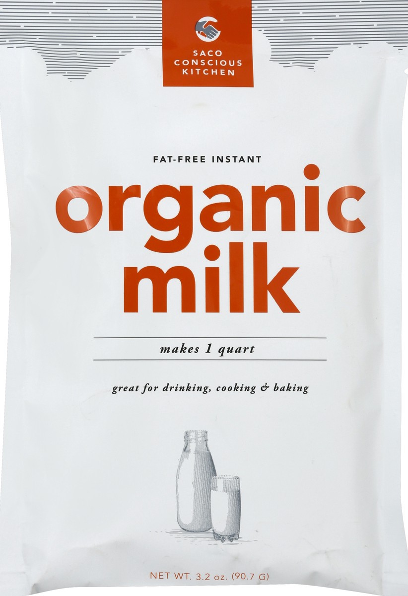 slide 2 of 2, SACO Fat-free Instant Organic Milk, 3.2 oz