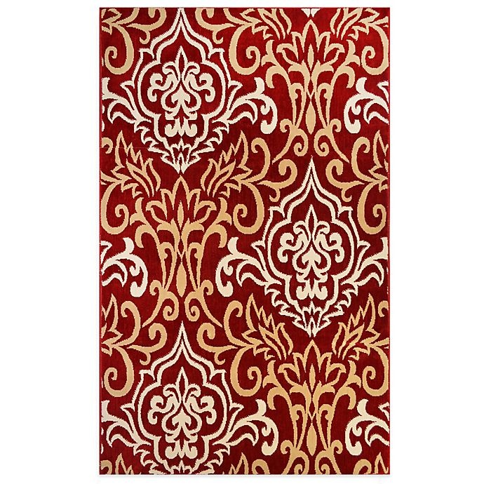 slide 1 of 2, Home Dynamix Westwood Damask Washable Accent Rug - Red, 2 ft 4 in x 3 ft 7 in