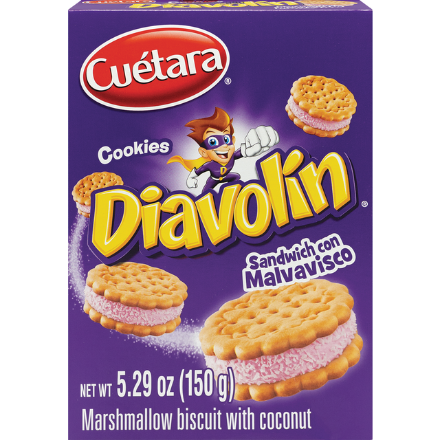 slide 1 of 1, Cuetara Diavolin Cuetara Diavo Marshmallow Coconut Sandwich Cookies 5.3 Ounces, 1 ct