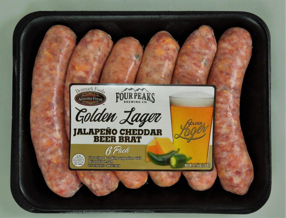 slide 1 of 1, Denmark Sauage Golden Lager Jalapeno Cheddar Beer Brat, 6 ct; 24 oz