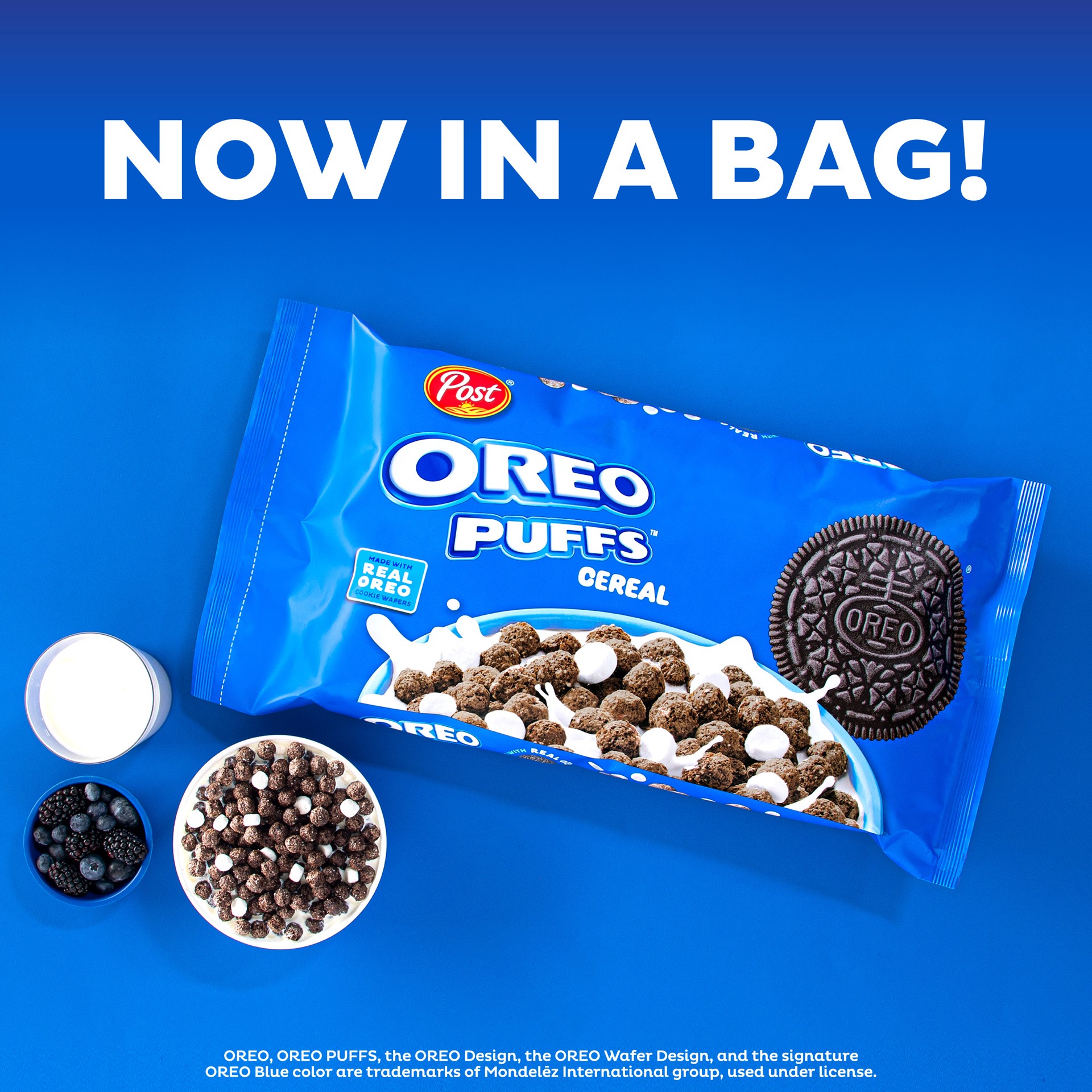 slide 4 of 5, Post Oreo Puffs Cereal Bagged, 30 inoz in