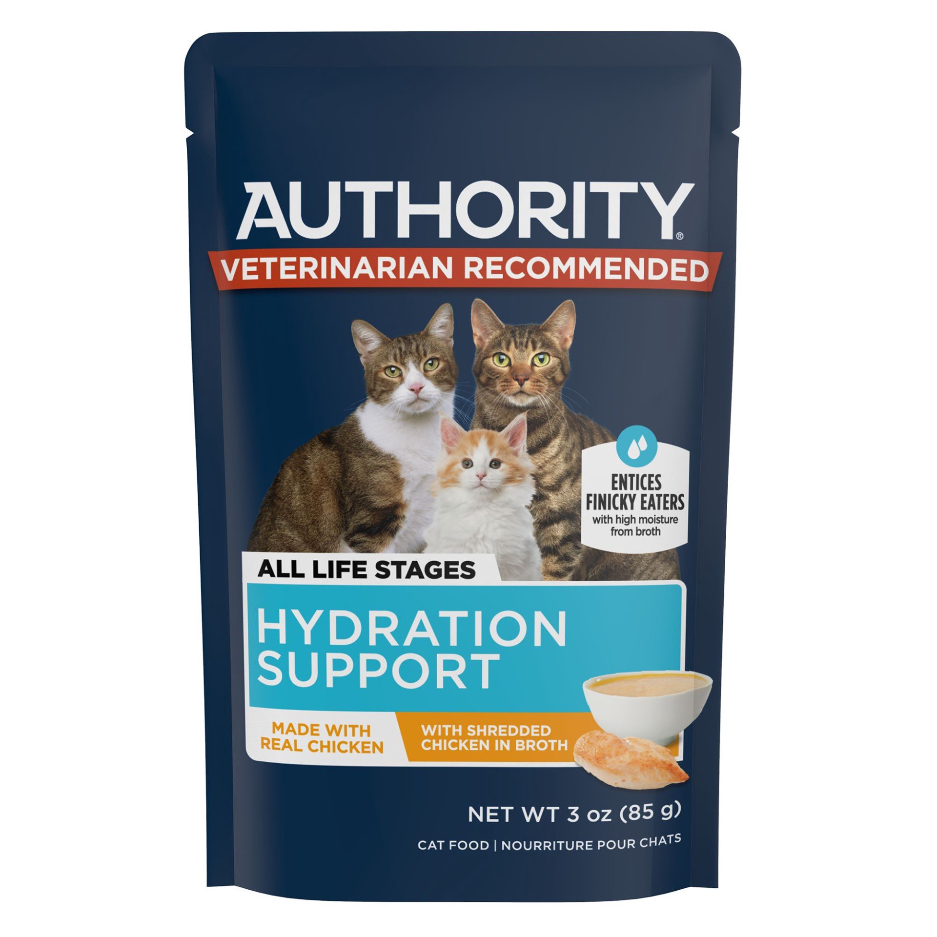 slide 1 of 1, Authority Everyday Health Cat Wet Food - 3 Oz, Shreds in Broth, With-Grain, 3 oz
