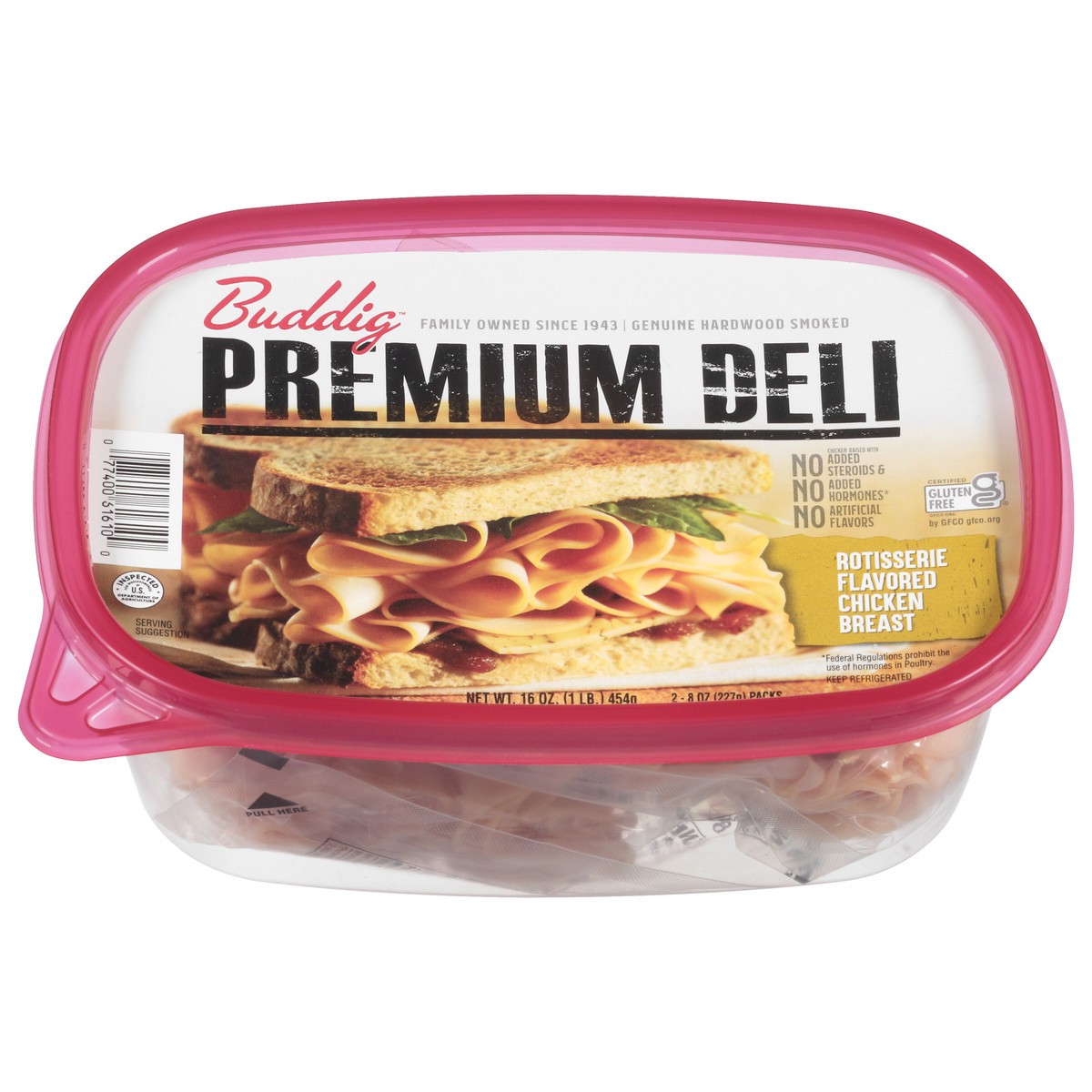 slide 1 of 1, Buddig Premium Deli Rotisserie Flavored Chicken Breast 2 - 8 oz Packs, 2 ct