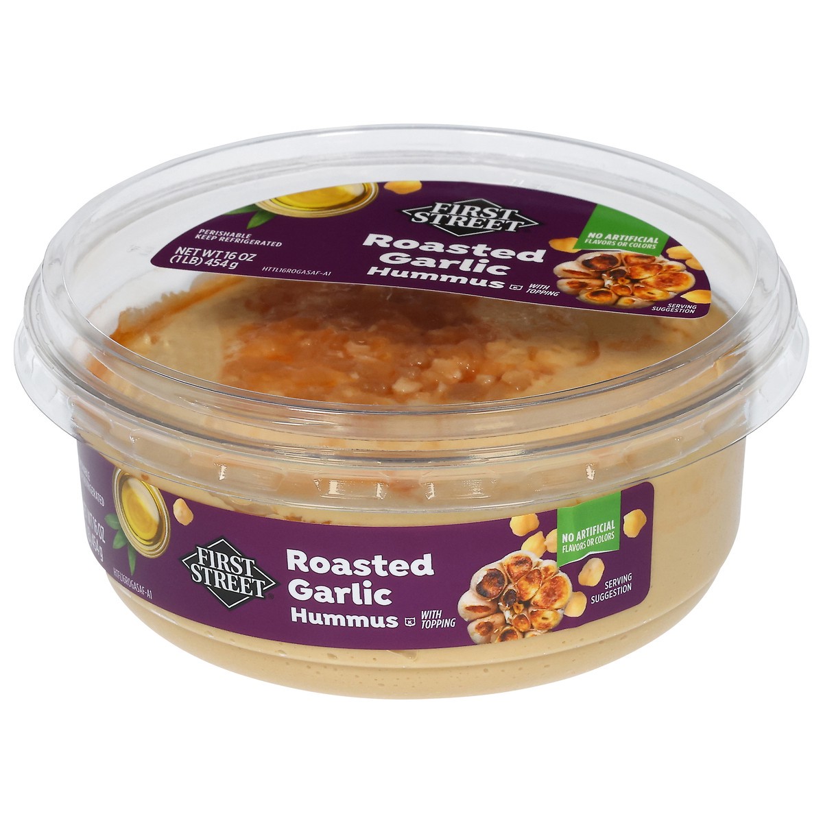 slide 8 of 14, First Street Garlic Hummus, 16 oz