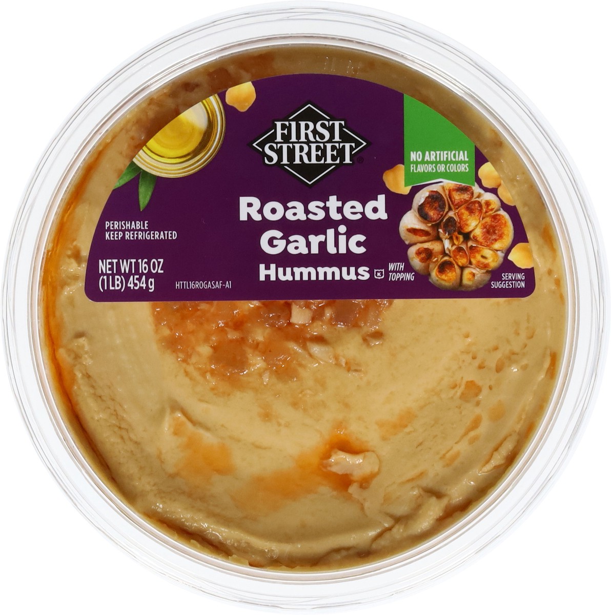 slide 12 of 14, First Street Garlic Hummus, 16 oz
