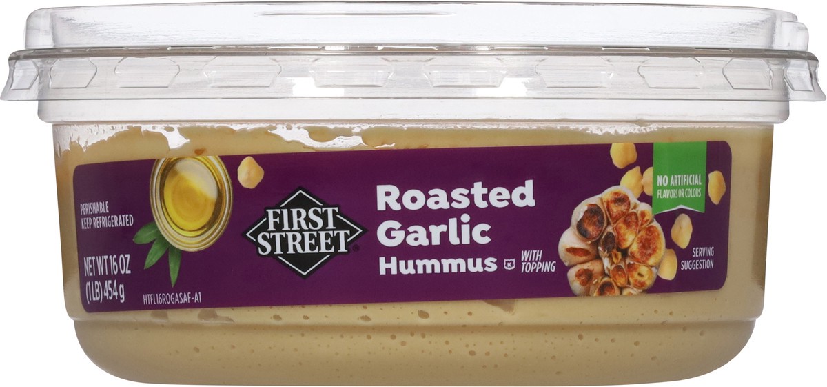 slide 13 of 14, First Street Garlic Hummus, 16 oz
