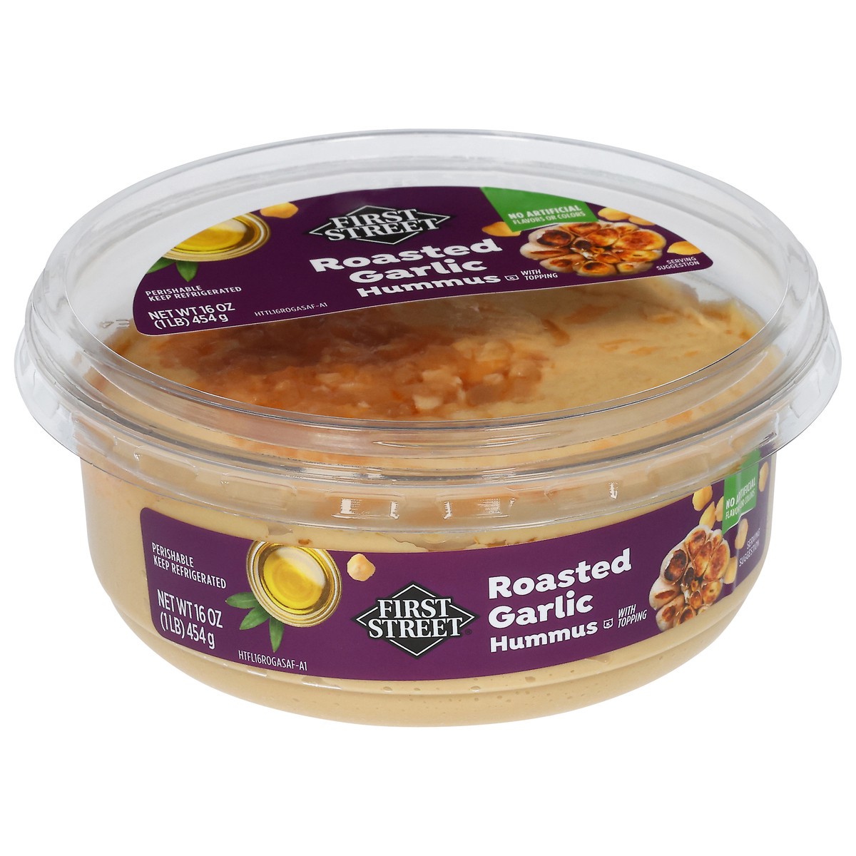 slide 6 of 14, First Street Garlic Hummus, 16 oz