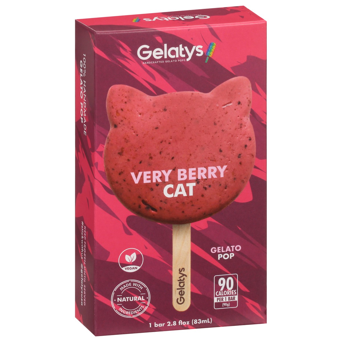 slide 2 of 9, Gelatys Very Berry Cat Handcrafted Gelato Pop, 2.6 fl oz