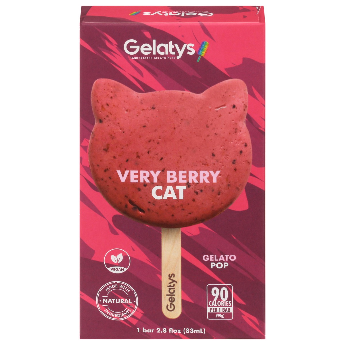 slide 1 of 9, Gelatys Very Berry Cat Handcrafted Gelato Pop, 2.6 fl oz