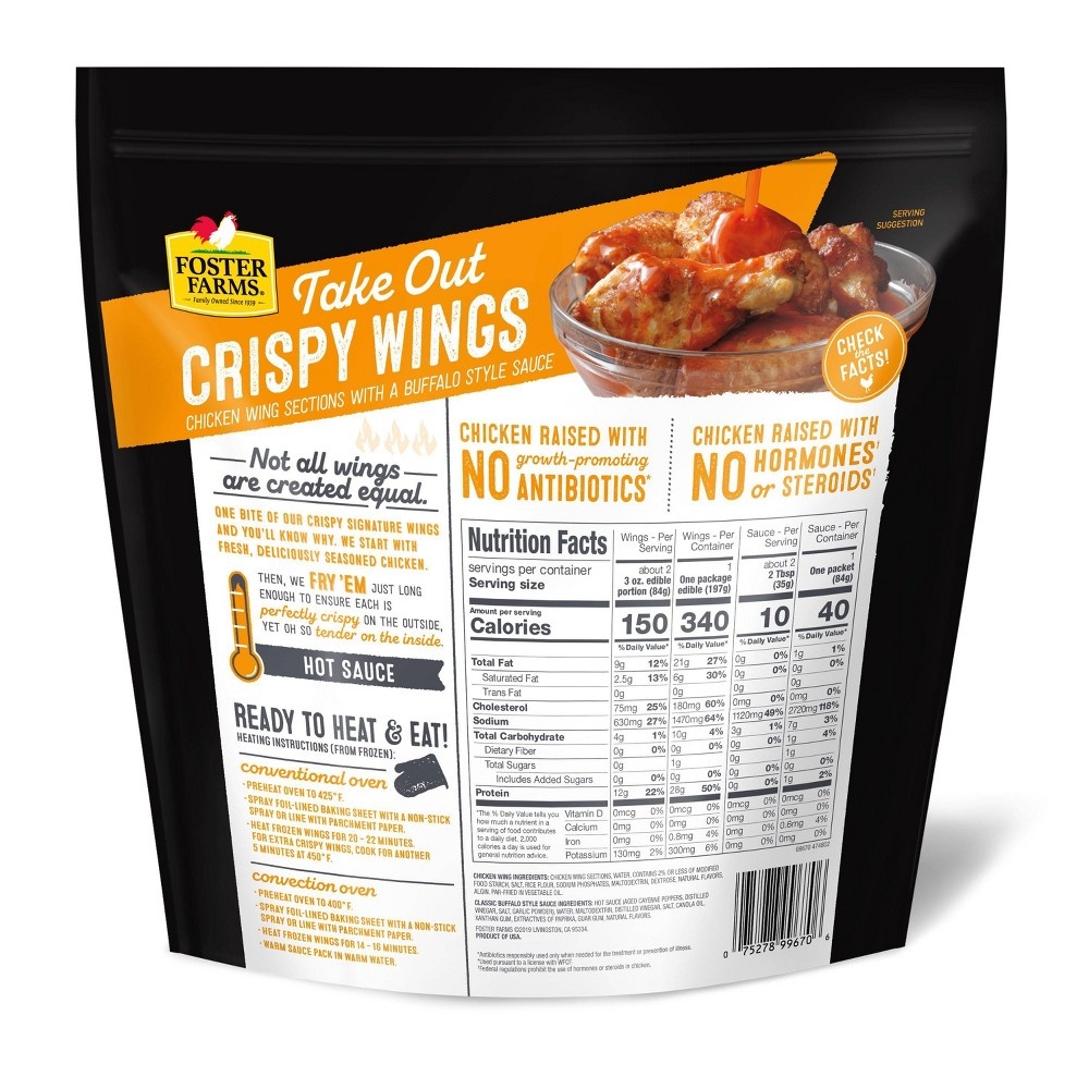 slide 2 of 4, Foster Farms Chicken Wings Classic Buffalo Style Crispy Take Out, 16 oz