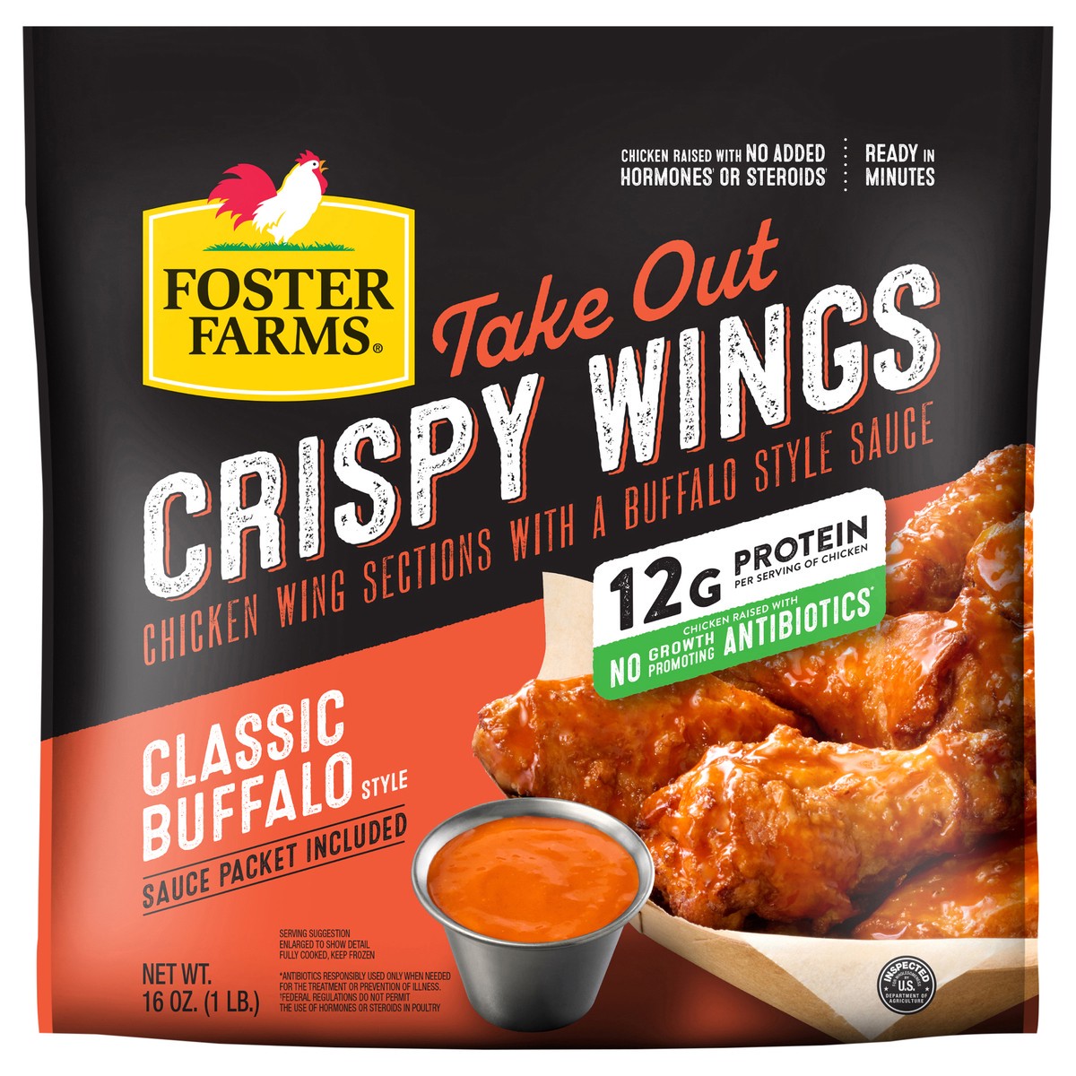 slide 1 of 3, Foster Farms Classic Buffalo Take Out Crispy Wings, 16 oz