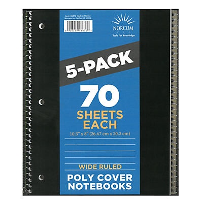 slide 1 of 1, Norcom Wide Ruled Poly Cover Notebook, 70 ct