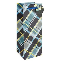 Cakewalk Bold Plaid Wine Bottle Gift Bag