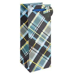 Cakewalk Bold Plaid Wine Bottle Gift Bag