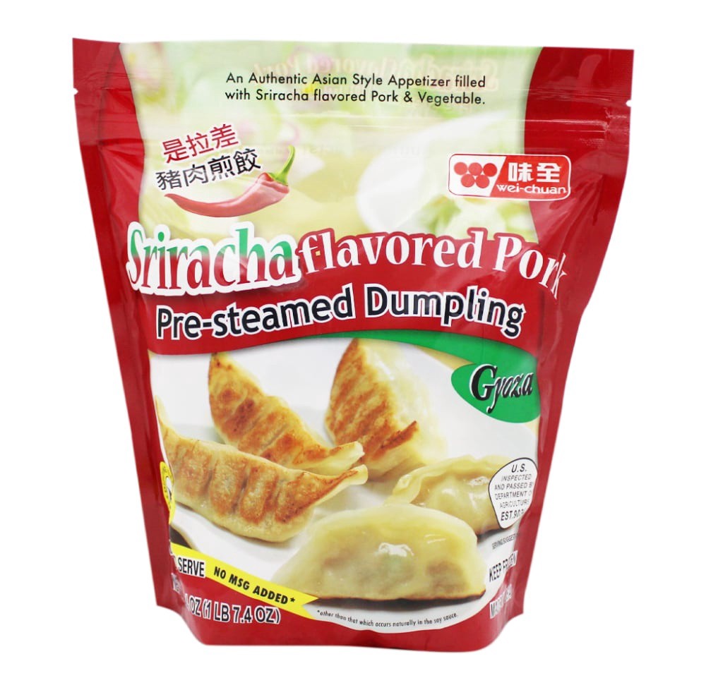 slide 2 of 2, Wei-Chuan Sriracha Flavored Pork Pre-Steamed Dumplings, 23.4 oz