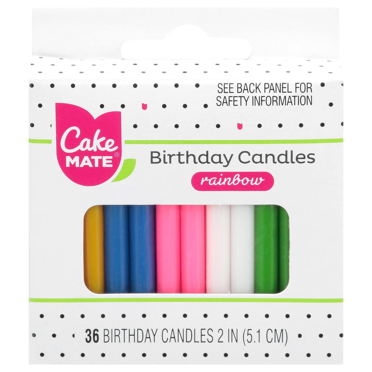 slide 1 of 1, Cake Mate 2 Inch Rainbow Birthday Candles 36 ea, 36 ct