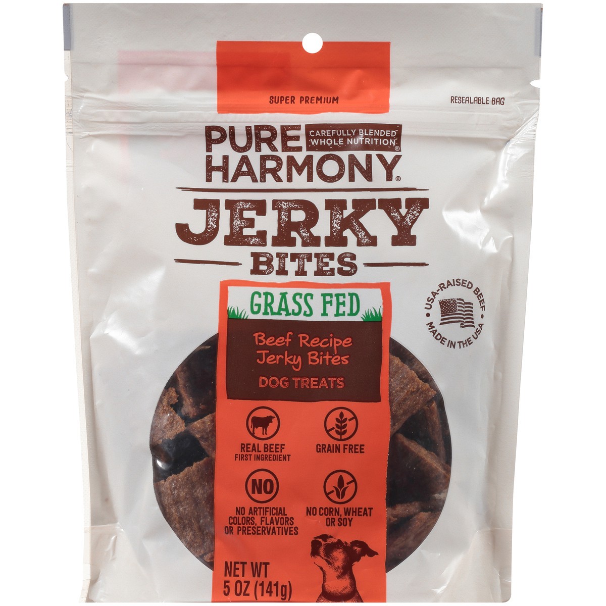 slide 13 of 15, Pure Harmony Grain Free Beef Recipe Grass Fed Jerky Bites Dog Treats, 5 oz